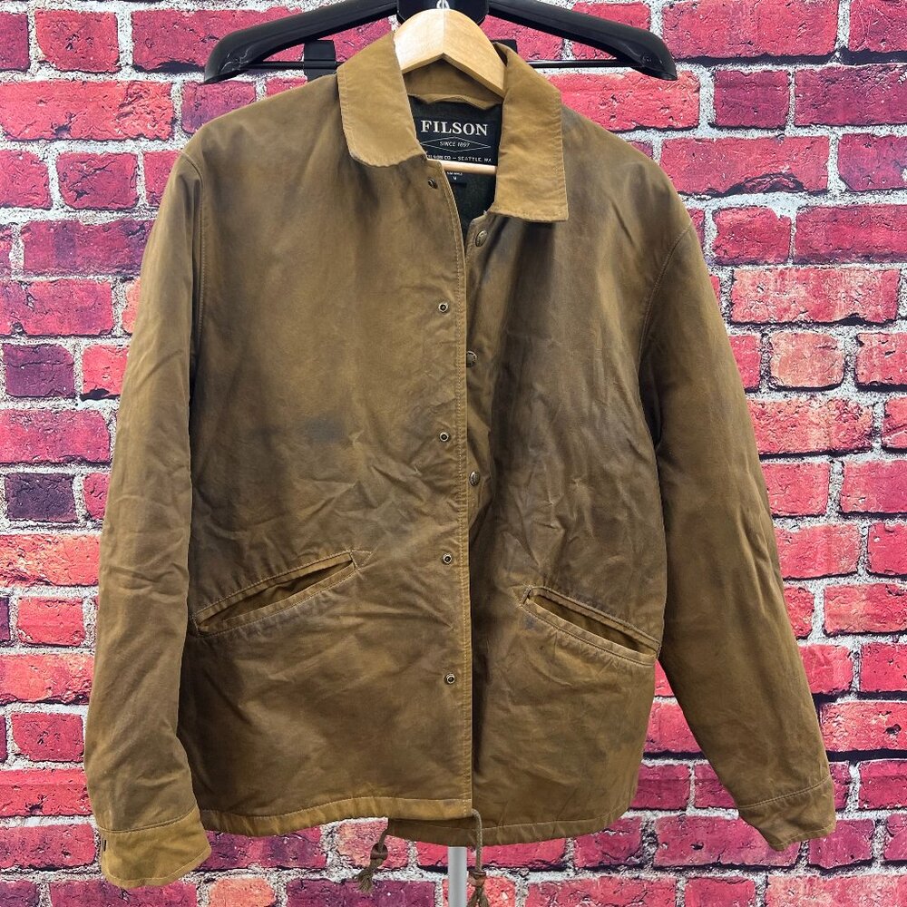 Filson Mackinaw Lined Waxed Supply Jacket, Tan, Medium, Made in USA - Rare